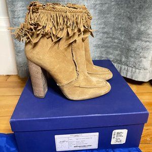 NIB Aquazarra Tiger Lily Tassel Bootie tan suede sz 37.5